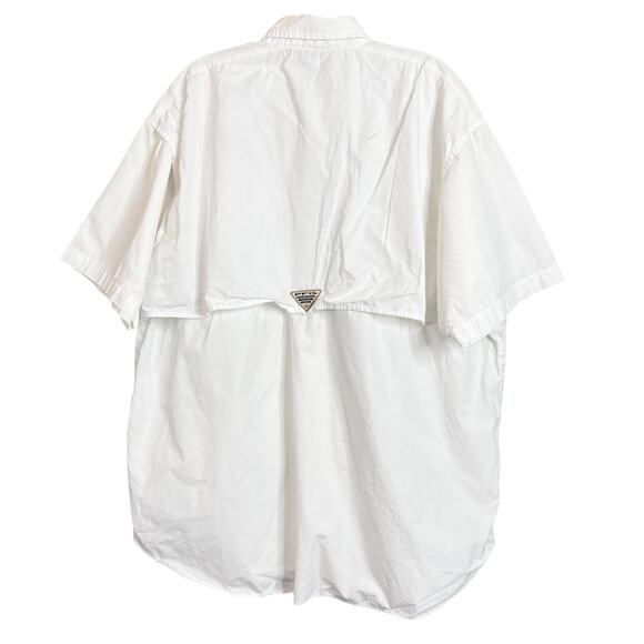 Columbia PFG Button Up Fishing Shirt Adult Large Short Sleeve Vented White - Picture 2 of 7